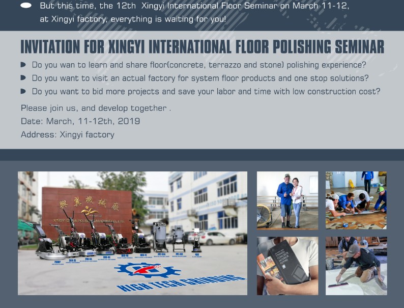 convite para o seminário internacional de polimento de pisos xingyi